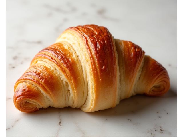 Perfect gevormde gouden croissant op een stenen plaat